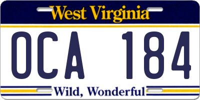 WV license plate OCA184