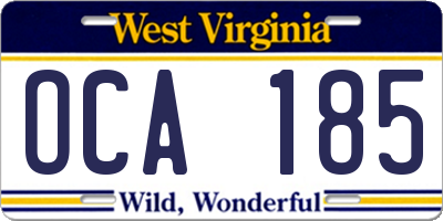 WV license plate OCA185