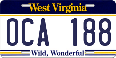 WV license plate OCA188