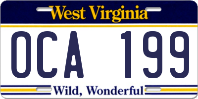 WV license plate OCA199