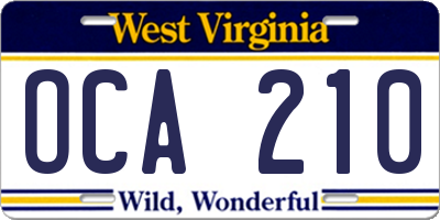 WV license plate OCA210