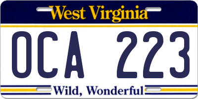 WV license plate OCA223
