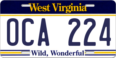 WV license plate OCA224