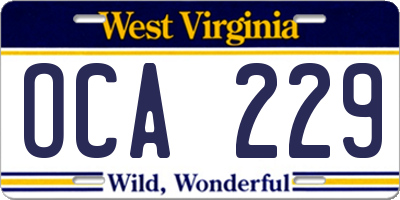 WV license plate OCA229