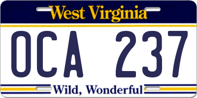 WV license plate OCA237