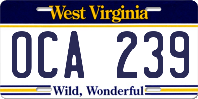 WV license plate OCA239