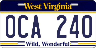 WV license plate OCA240