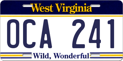 WV license plate OCA241