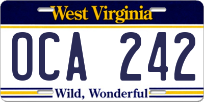 WV license plate OCA242