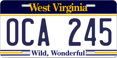WV license plate OCA245