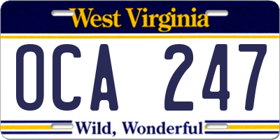 WV license plate OCA247