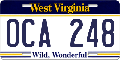 WV license plate OCA248