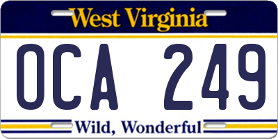 WV license plate OCA249