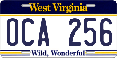 WV license plate OCA256