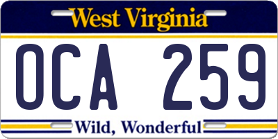 WV license plate OCA259