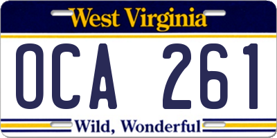 WV license plate OCA261