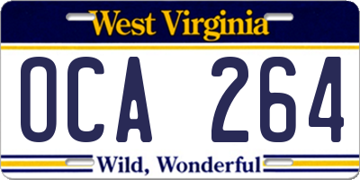 WV license plate OCA264