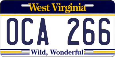 WV license plate OCA266