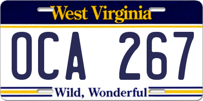 WV license plate OCA267