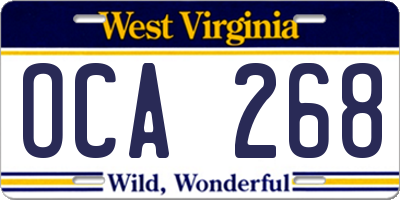 WV license plate OCA268