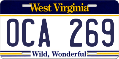 WV license plate OCA269