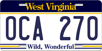 WV license plate OCA270