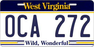 WV license plate OCA272