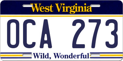 WV license plate OCA273