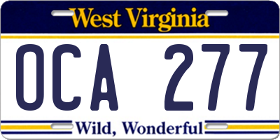 WV license plate OCA277