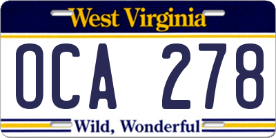 WV license plate OCA278