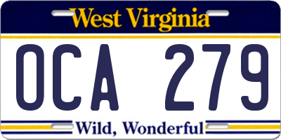 WV license plate OCA279