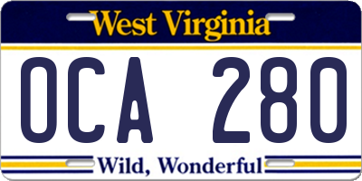 WV license plate OCA280