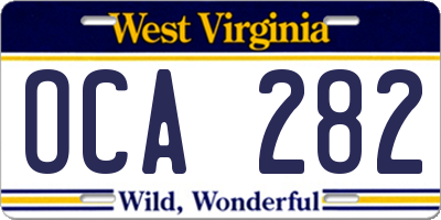 WV license plate OCA282