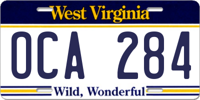 WV license plate OCA284