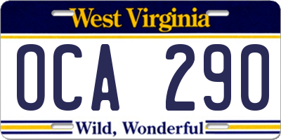 WV license plate OCA290