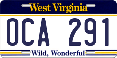 WV license plate OCA291