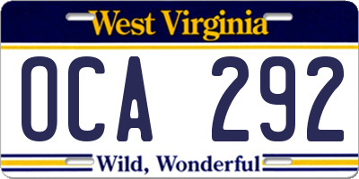 WV license plate OCA292