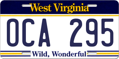 WV license plate OCA295