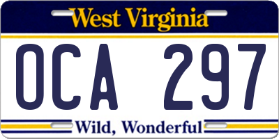 WV license plate OCA297