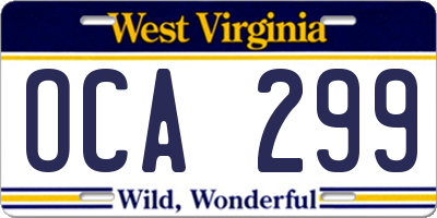 WV license plate OCA299