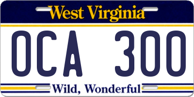 WV license plate OCA300