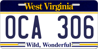 WV license plate OCA306