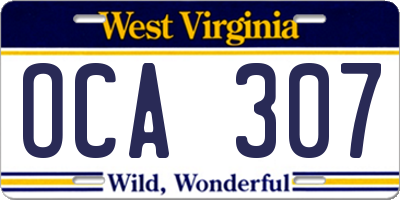 WV license plate OCA307
