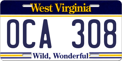 WV license plate OCA308