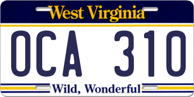 WV license plate OCA310