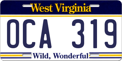 WV license plate OCA319