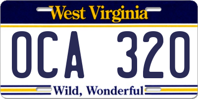 WV license plate OCA320