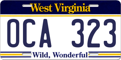 WV license plate OCA323