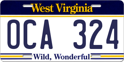 WV license plate OCA324