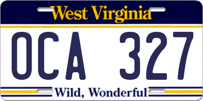 WV license plate OCA327